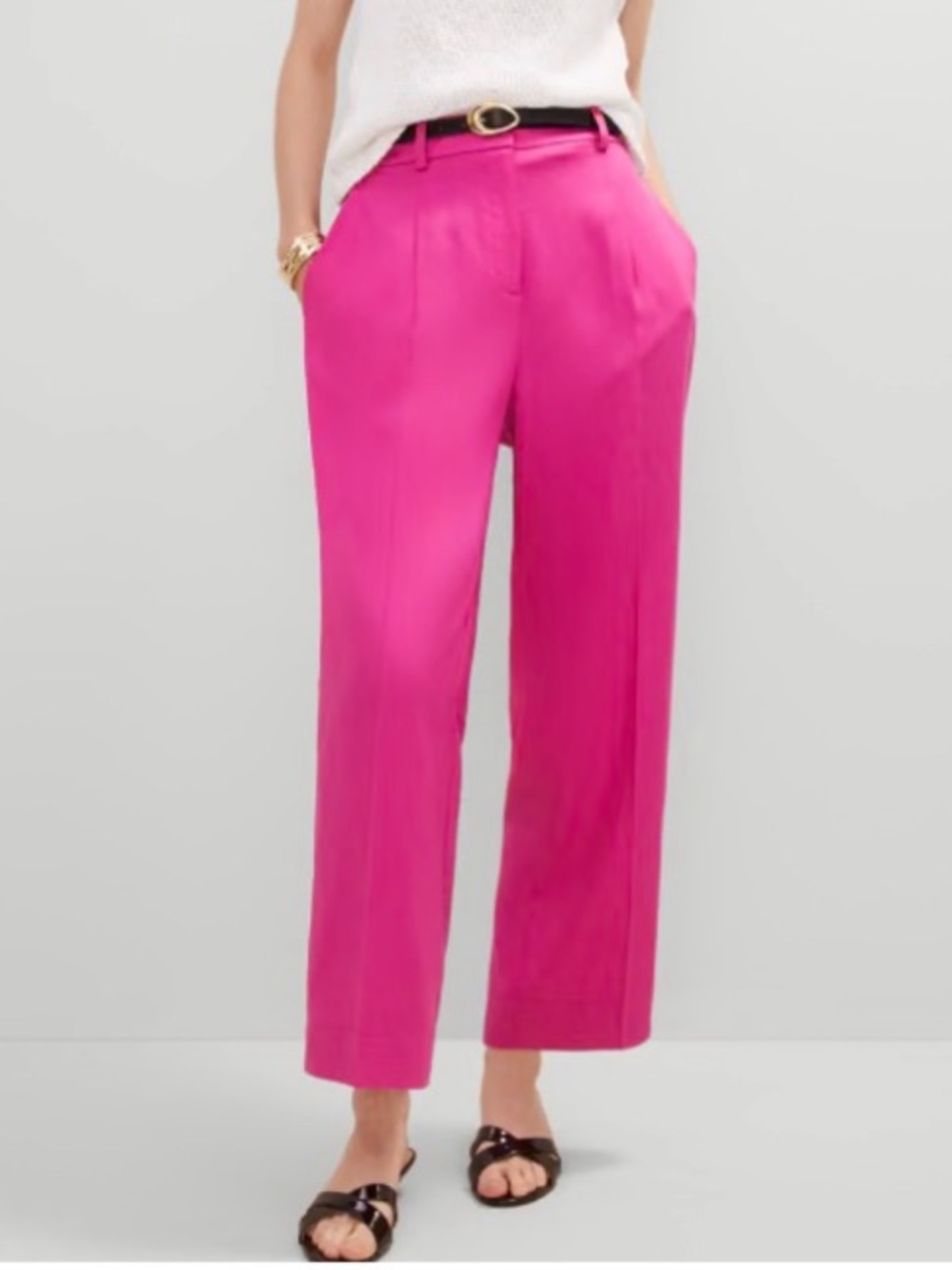 Ann Taylor Fuchsia High-Waist Wide-Leg Pants